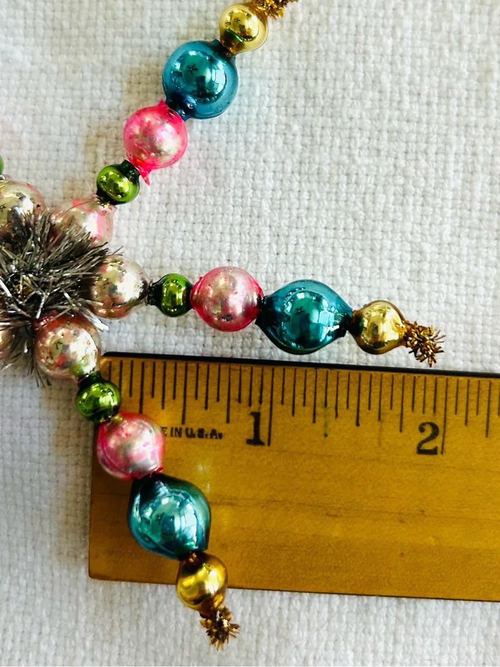 Vintage repurposed mercury, glass bead flowers holiday Christmas ornaments